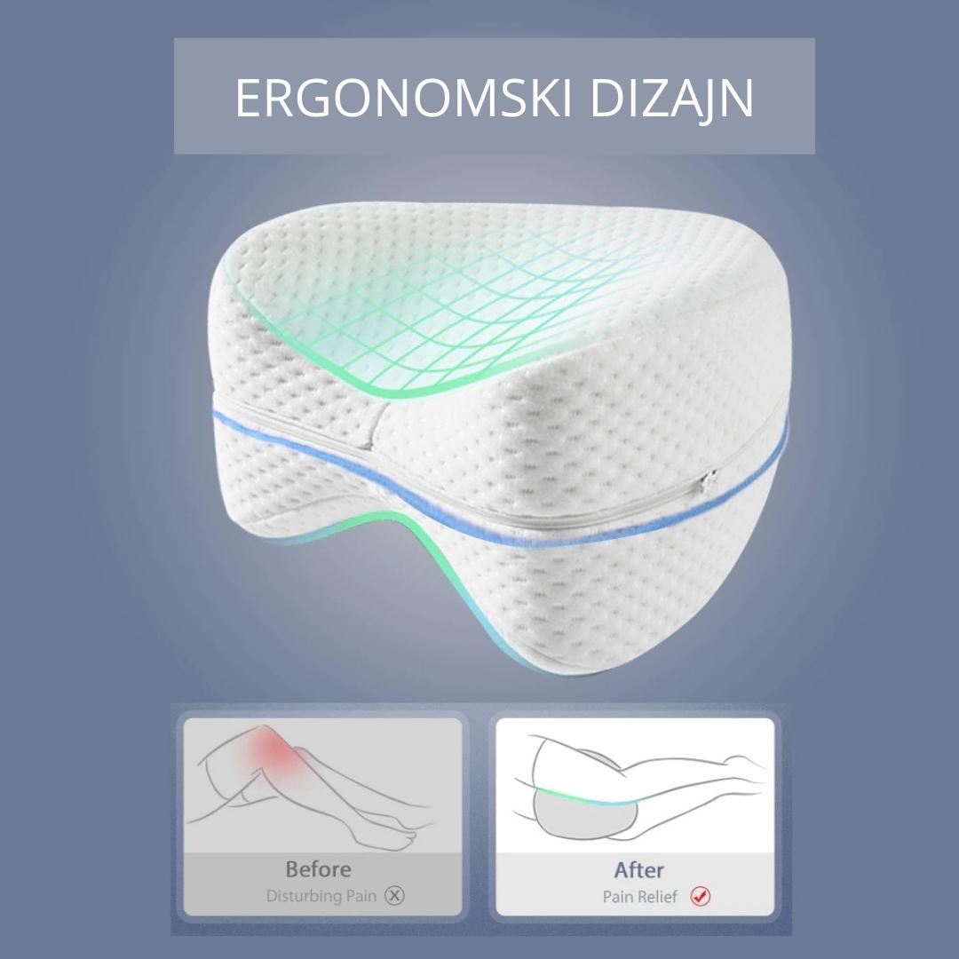 Ortopedski jastuk za noge ima ergonomski dizajn.